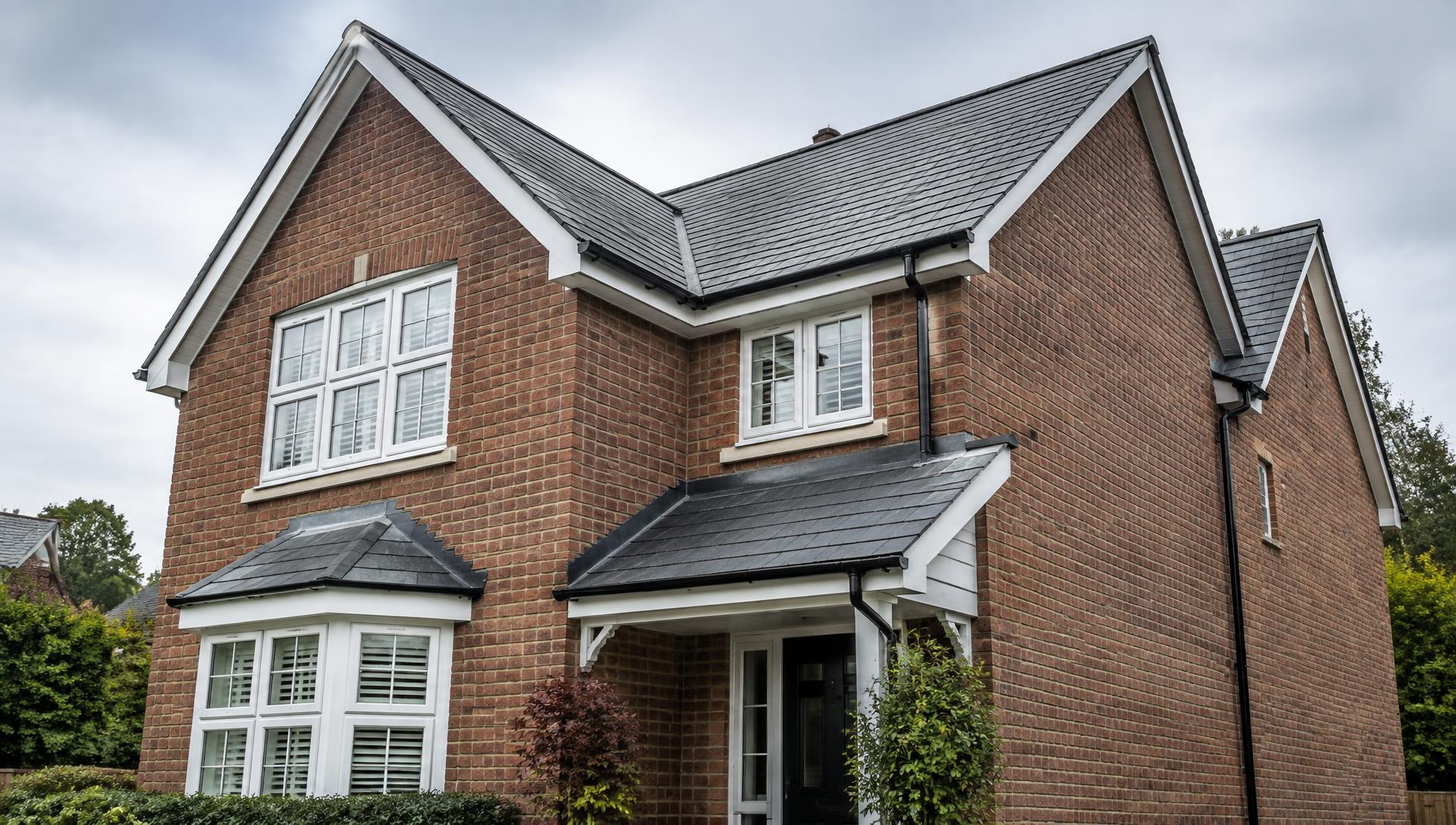Surrey home with a clean, well-maintained roofline and black guttering